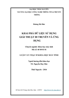 Luận văn thạc sĩ hay khai phá dữ liệu sử dụng giải thuật di truyền và ứng dụng