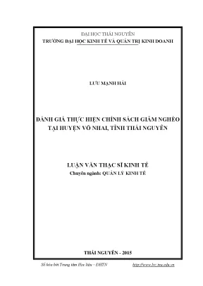 Luận văn thạc sĩ hay đánh giá thực hiện chính sách giảm nghèo tại huyện võ nhai tỉnh thái nguyên