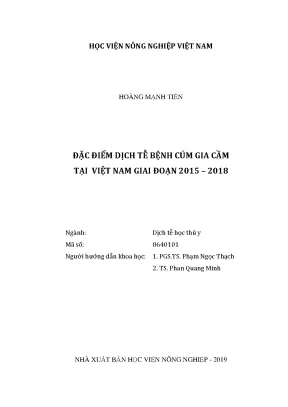 Luận văn thạc sĩ vnua đặc điểm dịch tễ bệnh cúm gia cầm tại việt nam giai đoạn 2015 2018