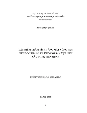 Luận văn thạc sĩ hus đặc điểm trầm tích tầng mặt vùng ven biển sóc trăng và khoáng sản vật liệu xây dựng liên quan