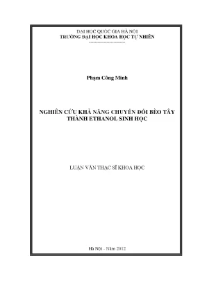 Luận văn thạc sĩ hus nghiên cứu khả năng chuyển đổi bèo tây thành ethanol sinh học
