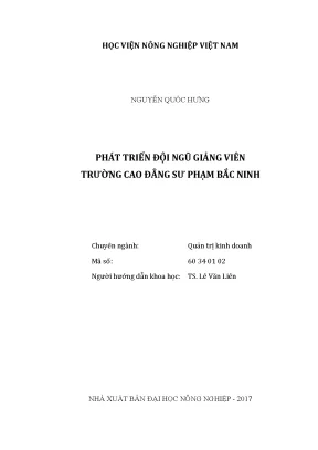Luận văn thạc sĩ vnua phát triển đội ngũ giảng viên trường cao đẳng sư phạm bắc ninh