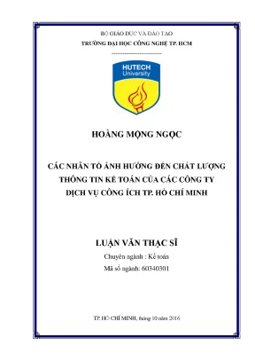 Luận văn thạc sĩ hay các nhân tố ảnh hưởng đến chất lượng thông tin kế toán của các công ty dịch vụ công ích tp hồ chí minh