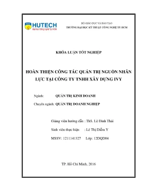 Luận văn thạc sĩ hay hoàn thiện công tác quản trị nguồn nhân lực tại công ty tnhh xây dựng ivy
