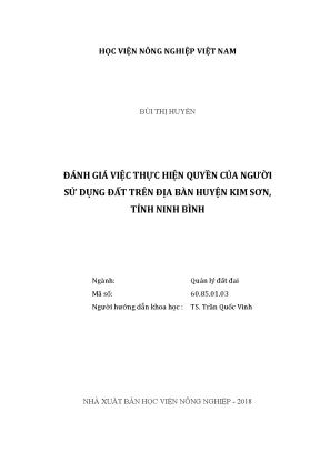 Luận văn thạc sĩ vnua đánh giá việc thực hiện quyền của người sử dụng đất trên địa bàn huyện kim sơn tỉnh ninh bình