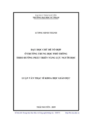 Luận văn thạc sĩ hay dạy học chủ đề tổ hợp ở trường trung học phổ thông theo hướng phát triển năng lực người học