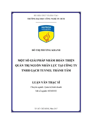 Luận văn thạc sĩ hay một số giải pháp nhằm hoàn thiện quản trị nguồn nhân lực tại công ty tnhh gạch tuynel thành tâm