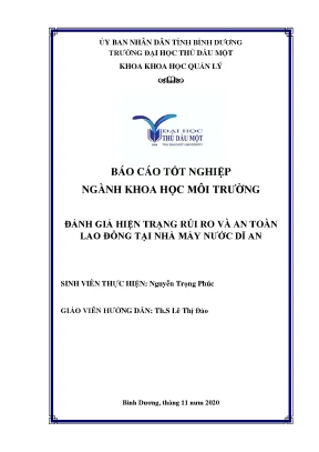 Khóa luận tốt nghiệp đánh giá hiện trạng rủi ro và an toàn lao động tại nhà máy nước dĩ an
