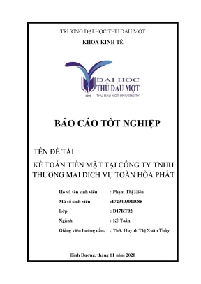 Khóa luận tốt nghiệp kế toán tiền mặt tại công ty tnhh thương mại dịch vị toàn hòa phát