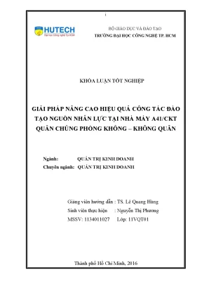 Luận văn thạc sĩ hay giải pháp nâng cao hiệu quả công tác đào tạo nguồn nhân lực tại nhà máy a41 ckt quân chủng phòng không không quân