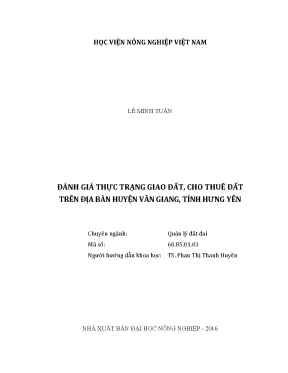 Luận văn thạc sĩ vnua đánh giá thực trạng giao đất cho thuê đất trên địa bàn huyện văn giang tỉnh hưng yên