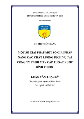 Luận văn thạc sĩ hay một số giải pháp nâng cao chất lượng dịch vụ tại công ty tnhh mtv cấp thoát nước bình phước