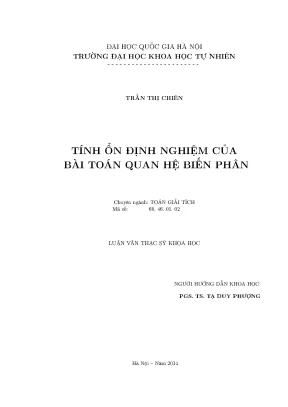Luận văn thạc sĩ hus tính ổn định nghiệm của bài toán quan hệ biến phân