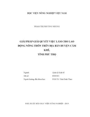 Luận văn thạc sĩ vnua giải pháp giải quyết việc làm cho lao động nông thôn trên địa bàn huyện cẩm khê tỉnh phú thọ