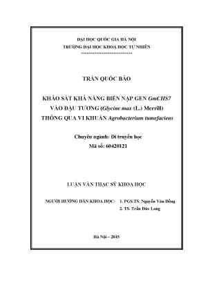 Luận văn thạc sĩ hus khảo sát khả năng biến nạp gen gmchs7 vào đậu tương glycine max l merrill thông qua vi khuẩn agrobacterium tumefaciens