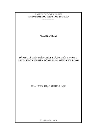 Luận văn thạc sĩ hus đánh giá diễn biến chất lượng môi trường đất mặn ở ven biển đồng bằng sông cửu long