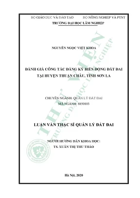 Luận văn thạc sĩ hay đánh giá công tác đăng ký biến động đất đai tại huyện thuận châu tỉnh sơn la