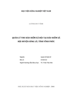Luận văn thạc sĩ vnua quản lý thu bảo hiểm xã hội tại bảo hiểm xã hội huyện sông lô tỉnh vĩnh phúc
