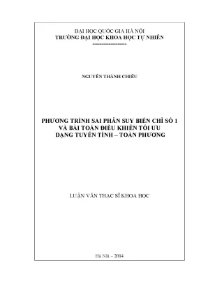 Luận văn thạc sĩ hus phương trình sai phân suy biến chỉ số 1 và bài toán điều khiển tối ưu dạng tuyến tính toàn phương