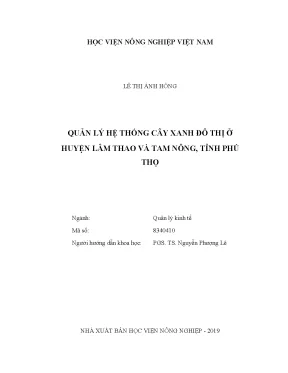 Luận văn thạc sĩ vnua quản lý hệ thống cây xanh đô thị ở huyện lâm thao và tam nông tỉnh phú thọ