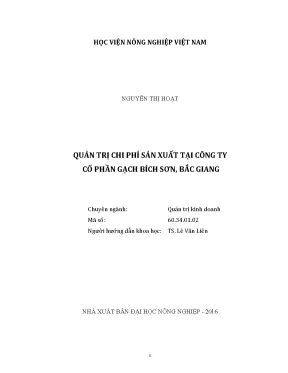 Luận văn thạc sĩ vnua quản trị chi phí sản xuất tại công ty cổ phần gạch bích sơn bắc giang