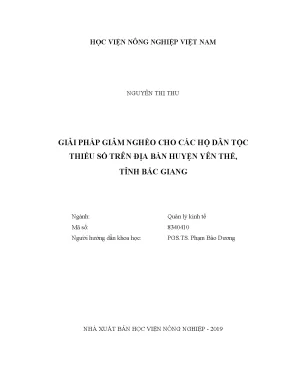 Luận văn thạc sĩ vnua giải pháp giảm nghèo cho các hộ dân tộc thiểu số trên địa bàn huyện yên thế tỉnh bắc giang