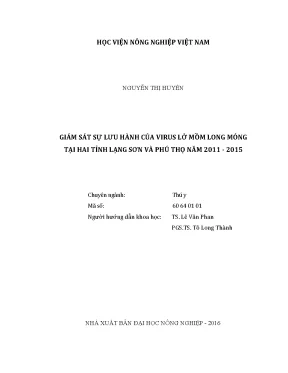 Luận văn thạc sĩ vnua giám sát sự lưu hành của virus lở mồm long móng tại hai tinh lạng sơn và phú thọ năm 2011 2015