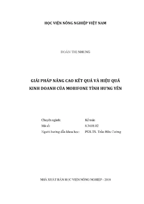 Luận văn thạc sĩ vnua giải pháp nâng cao kết quả và hiệu quả kinh doanh của mobifone tỉnh hưng yên