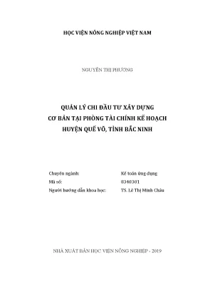 Luận văn thạc sĩ vnua quản lý chi đầu tư xây dựng cơ bản tại phòng tài chính kế hoạch huyện quế võ tỉnh bắc ninh