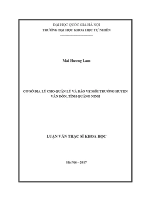 Luận văn thạc sĩ hus cơ sở địa lý cho quản lý và bảo vệ môi trường huyện vân đồn tỉnh quảng ninh