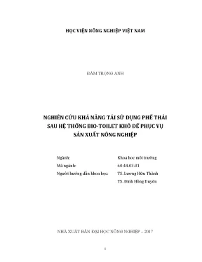 Luận văn thạc sĩ vnua nghiên cứu khả năng tái sử dụng phế thải sau hệ thống bio toilet khô để phục vụ sản xuất nông nghiệp