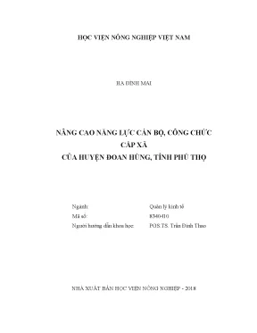 Luận văn thạc sĩ vnua nâng cao năng lực cán bộ công chức cấp xã của huyện đoan hùng tỉnh phú thọ