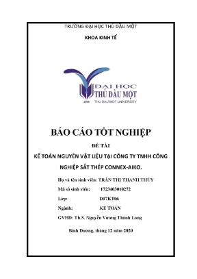 Khóa luận tốt nghiệp kế toán nguyên vật liệu tại công ty tnhh công nghiệp sắt thép connexaiko