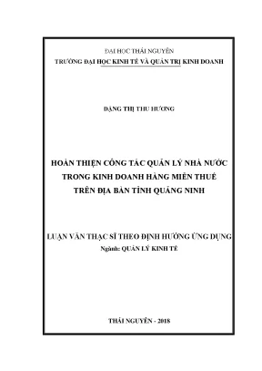 Luận văn thạc sĩ hay hoàn thiện công tác quản lý nhà nước trong kinh doanh hàng miễn thuế trên địa bàn tỉnh quảng ninh