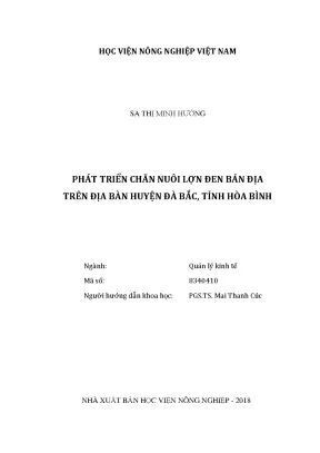 Luận văn thạc sĩ vnua phát triển chăn nuôi lợn đen bản địa trên địa bàn huyện đà bắc tỉnh hòa bình