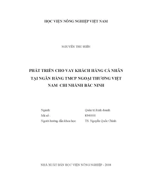 Luận văn thạc sĩ vnua phát triển cho vay khách hàng cá nhân tại ngân hàng tmcp ngoại thương việt nam chi nhánh bắc ninh