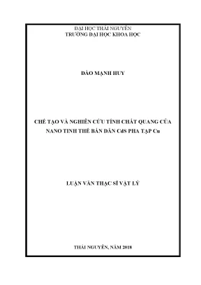 Luận văn thạc sĩ hay chế tạo và nghiên cứu tính chất quang của nano tinh thể bán dẫn cds pha tạp cu