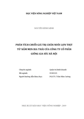 Luận văn thạc sĩ vnua phân tích chuỗi giá trị chăn nuôi lợn thịt từ nấm men bia thải của công ty cổ phần giống gia súc hà nội