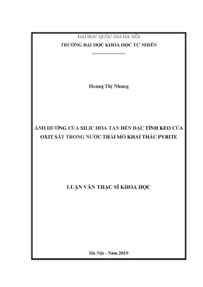 Luận văn thạc sĩ hus ảnh hưởng của silic hòa tan đến đặc tính keo của oxit sắt trong nước thải mỏ khai thác pyrite