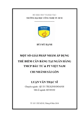 Luận văn thạc sĩ hay một số giải pháp nhằm áp d ng thẻ điểm cân bằng tại ngân hàng tmcp đầu tư và phát triển việt nam chi nhánh sài gòn