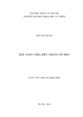 Luận văn thạc sĩ hus bài toán chia hết trong số học