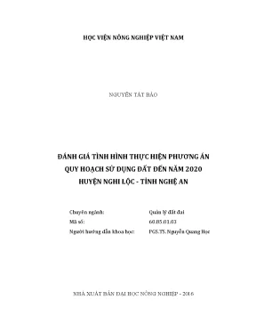 Luận văn thạc sĩ vnua đánh giá tình hình thực hiện phương án quy hoạch sử dụng đất đến năm 2020 huyện nghi lộc tỉnh nghệ an