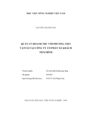 Luận văn thạc sĩ vnua quản lý doanh thu với phương tiện vận tải tại công ty cổ phần xe khách thái bình