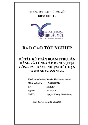 Khóa luận tốt nghiệp kế toán doanh thu bán hàng và cung cấp dịch vụ tại công ty tnhh four seasons vina