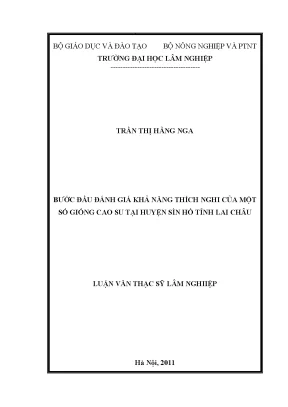 Luận văn thạc sĩ hay bước đầu đánh giá khả năng thích nghi của một số giống cao su tại huyện sìn hồ tỉnh lai châu