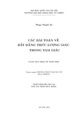 Luận văn thạc sĩ hus các bài toán về bất đẳng thức lượng giác trong tam giác