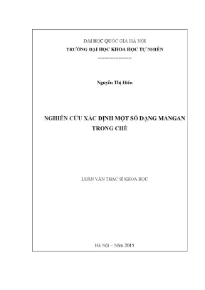 Luận văn thạc sĩ hus nghiên cứu xác định một số dạng mangan trong chè
