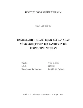 Luận văn thạc sĩ vnua đánh giá hiệu quả sử dụng đất sản xuất nông nghiệp trên địa bàn huyện đô lương tỉnh nghệ an