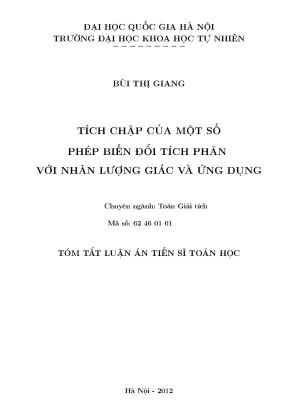 Luận án tiến sĩ hus tích chập của một số phép biến đổi tích phân với nhân lượng giác và ứng dụng