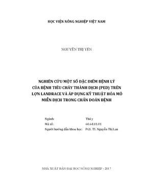 Luận văn thạc sĩ vnua nghiên cứu một số đặc điểm bệnh lý của bệnh tiêu chảy thành dịch ped trên lợn landrace và áp dụng kỹ thuật hóa mô miễn dịch trong chẩn đoán bệnh